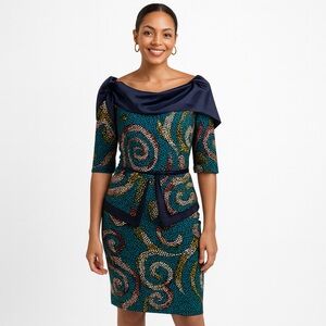 Dress Structured Polka Dots Handmade MIDI Peplum Back Zip 3/4 Sleeves, Bust 38”